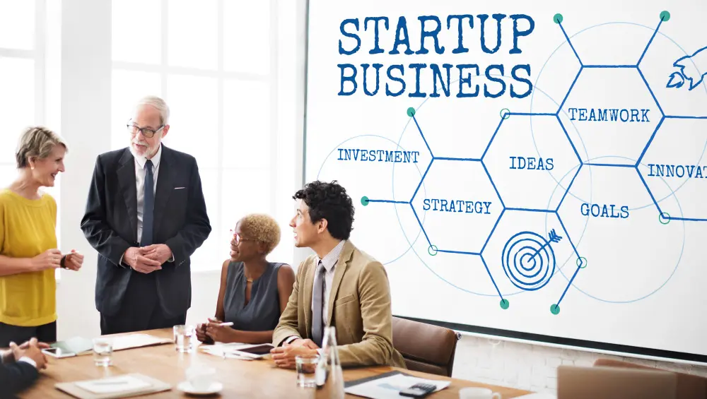 Startup business related picture showing various Benefits